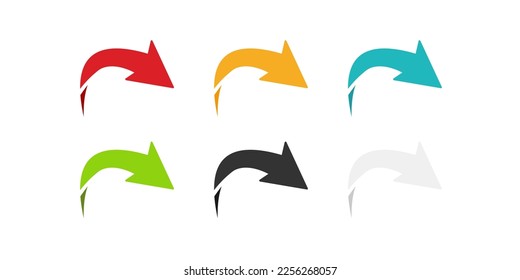 Arrow icon set. Colored arrow symbols. Arrow of different types. Arrow isolated vector graphic elements.