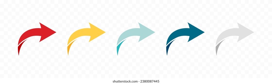 Arrow icon set. Colored arrow symbols. Arrow of different types. Arrow isolated vector graphic elements.	