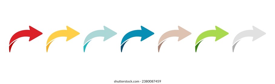 Arrow icon set. Colored arrow symbols. Arrow of different types. Arrow isolated vector graphic elements.	