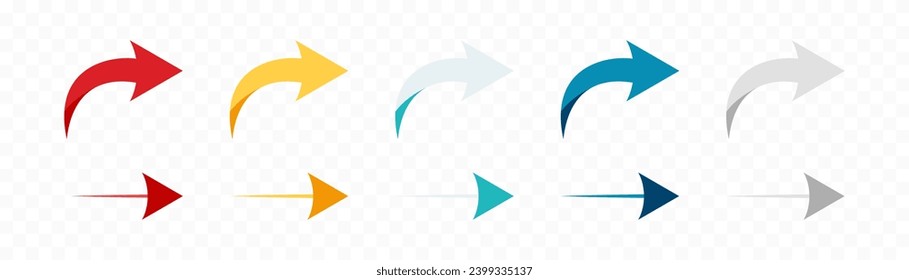 Conjunto de iconos de flecha. Símbolos de flecha de color. Flecha de diferentes tipos. Elementos gráficos vectoriales aislados de flecha.