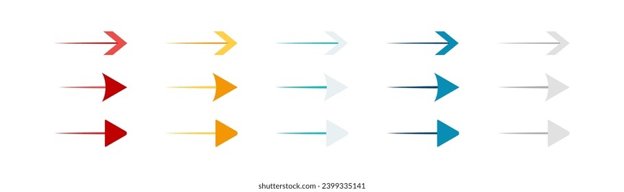 Arrow icon set. Colored arrow symbols. Arrow of different types. Arrow isolated vector graphic elements.