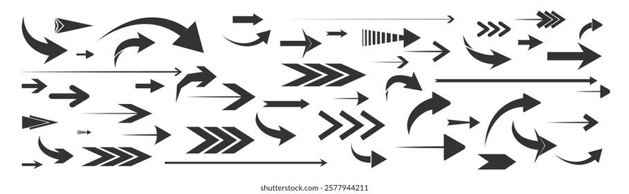 Arrow icon set. Colored arrow symbols. Arrow of different types. Arrow isolated vector graphic elements.	