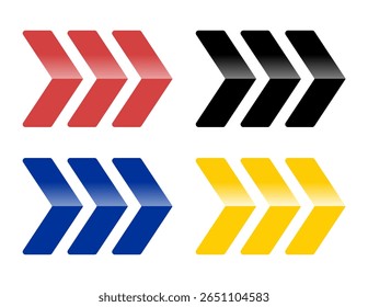 Pijlpictogram ingesteld. Gekleurde pijlsymbolen. Pijl van verschillende types. Pijl geïsoleerde grafische elementen