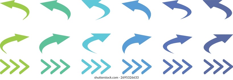 Conjunto de iconos de flecha. Símbolos de flechas de colores. Flecha aislada de Vector Elementos gráficos.