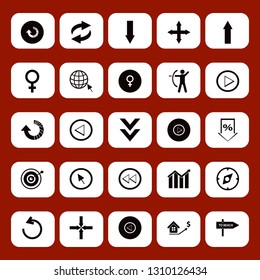 arrow icon set with compass, left arrow and archer vector illustration