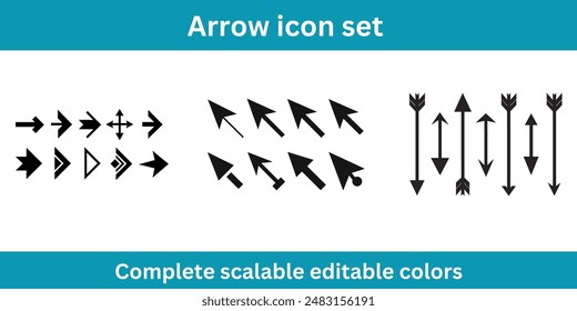 Arrow icon set complete editable colors
