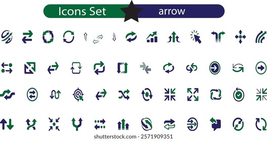 Arrow icon set. Containing cursor arrow, change, transfer, switch, swap, exchange, up, 