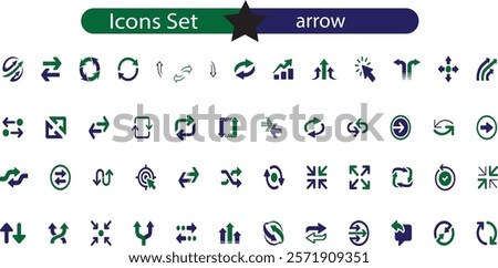 Arrow icon set. Containing cursor arrow, change, transfer, switch, swap, exchange, up, 