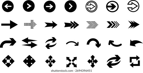 Conjunto de iconos de flecha. Flecha. Cursor. Iconos de flechas de Vector negro. Colección de diferentes signos de flechas. Modernas flechas simples. Flecha negra que apunta a la derecha. Puntero de dirección negro. Eps 10