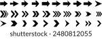 Arrow icon set. Arrow. Cursor. Collection different arrow signs. Black arrows icons. Different cursor arrow direction symbols in flat style. 