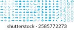 Arrow icon set. Cursor. Collection different arrow signs. Blue arrows icons set. Arrow icon collection. Large Blue arrow icon vector set. Blue  icon collection.