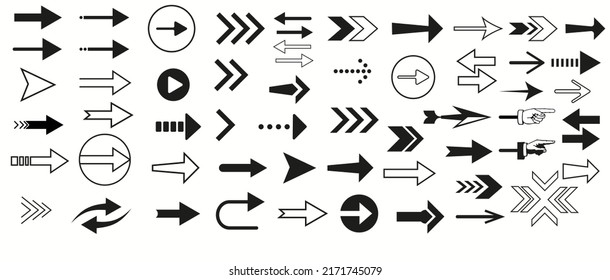 Arrow Icon set. Arrow cursor collection of different arrow signs in black and white. Modern simple design - vector illustration.