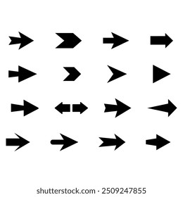 Conjunto de iconos de flecha. Flecha. Cursor. Colección diferentes signos de flecha. Iconos de flechas negras. Diferentes símbolos de dirección de flecha del cursor en estilo plano.
