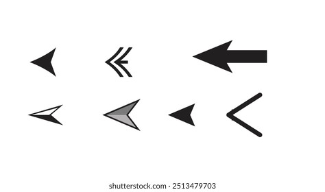 Arrow icon set. Arrow. Cursor. Collection different arrow signs. Black arrows icons. Different cursor arrow  isolated on white background  