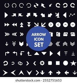 Conjunto de iconos de flecha. Flecha. Cursor. Colección diferentes signos de flecha. Iconos de flechas negras. Diferentes símbolos de dirección de flecha del cursor en estilo plano.