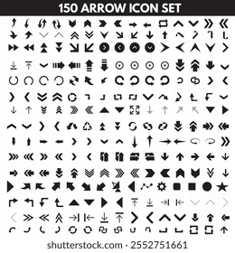 Conjunto de iconos de flecha. Flecha. Cursor. Colección diferentes signos de flecha. Iconos de flechas negras. Diferentes símbolos de dirección de flecha del cursor en estilo plano.