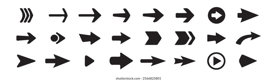 Arrow icon set. Arrow. Cursor. Collection different arrows sign. Black vector arrows icons.Vector illustration eps 10