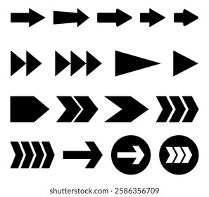Arrow icon set. Arrow. Cursor. Collection different arrow signs. Different cursor arrow direction symbols in flat style.