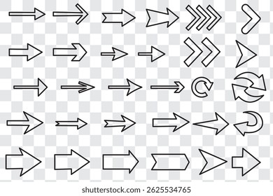 Arrow icon set. Arrow. Cursor. Collection different arrows sign. Black vector arrows icons. Modern simple arrows. Vector illustration.