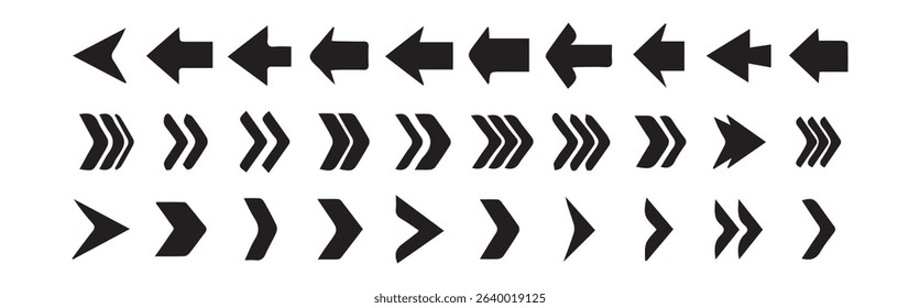 Arrow icon set. Arrow. Cursor. Collection different arrows sign. Down arrow vector icon set. scroll illustration sign collection. Victor illustration eps 10