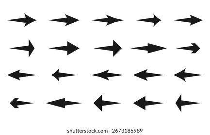 Conjunto de iconos de flecha. Flecha. Cursor. Colección diferentes signos de flecha. Iconos de flechas negras. Diferentes símbolos de dirección de flecha del cursor en estilo plano.