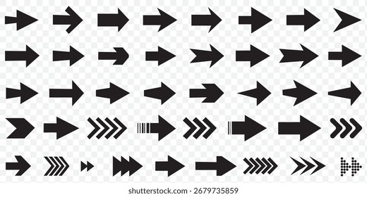 Conjunto de iconos de flecha. Flecha. Cursor. Colección diferentes signos de flecha. Iconos de flechas negras. Diferentes símbolos de dirección de flecha del cursor en estilo plano.