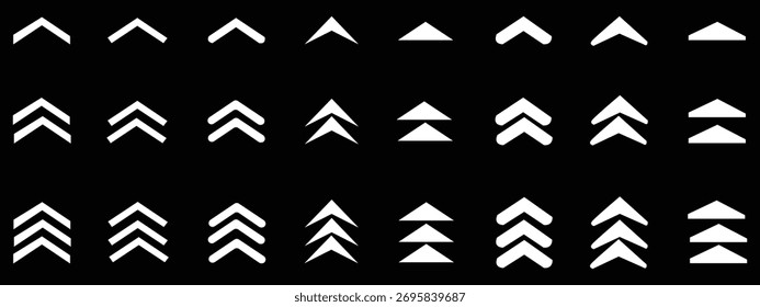 Conjunto de ícones de seta, coleção de cursores de seta, sinais de seta diferentes, ícones de setas pretas