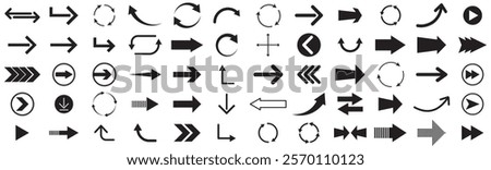 Arrow icon set. Cursor. Collection different arrow signs. Black arrows icons. Arrow icon collection. Large Black arrow icon vector set. 