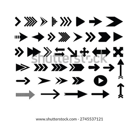 Arrow icon set, arrow cursor collection, different arrow signs, black arrows icons.Set of new style black vector arrows isolated on white. Arrow vector icon set. Arrows vector illustration collection