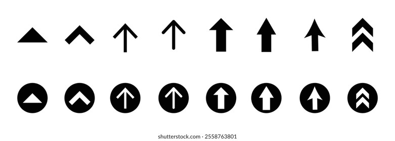 Arrow icon set cursor arrow up down and symbol icons. Modern simple solid arrows collection web design, mobile apps, interface minimal flat, solid line left right top bottom direction path