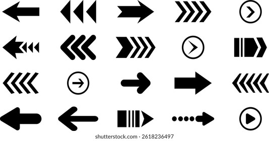 Arrow icon set. Arrow. Cursor. Neon black Arrow icons set. arrow collection design, flat style isolated on white background.