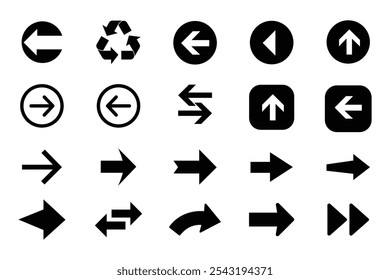 Arrow icon set. Arrow. Cursor. Arrow vector collection. Different arrow signs. Black arrows icons. Arrows vector illustration collection.