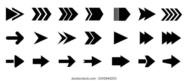 Arrow icon set. Arrow, Cursor, Arrow vector. Different arrow signs. Black arrows icons. Arrows vector illustration collection.