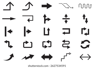Arrow icon set. Arrow. Cursor. Arrow vector collection. Collection different arrow signs. Black arrows icons. Arrows vector illustration collection.