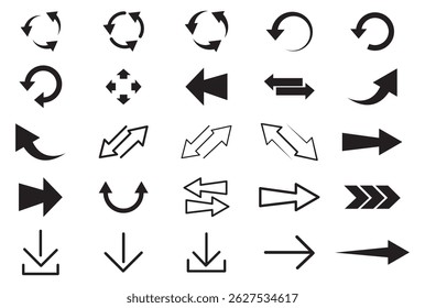 Arrow icon set. Arrow. Cursor. Arrow vector collection. Collection different arrow signs. Black arrows icons. Arrows vector illustration collection.