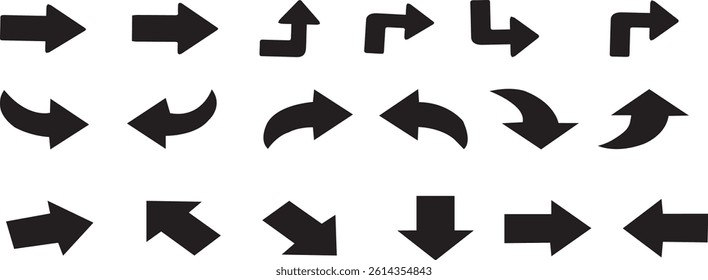Arrow icon set. Arrow. Cursor.Black arrows icons. Arrow collection.Arrows big black set icons.Modern simple arrows.