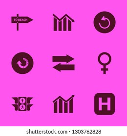 arrow icon set with descending graph, traffic signs and growing graph vector illustration