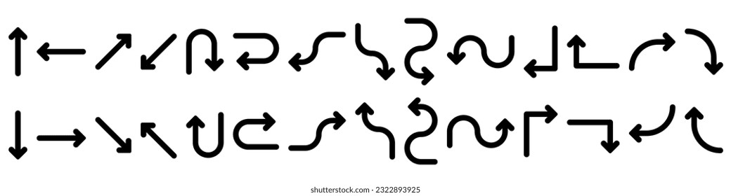 Arrow icon set. Different arrows orientation