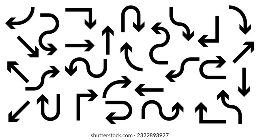 Conjunto de iconos de flecha. Orientación de flechas diferentes