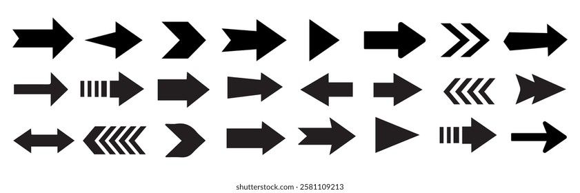 Arrow icon set. Arrow. Different cursor arrow direction symbols in flat style. You can use it perfectly for your design. Vector eps 10.