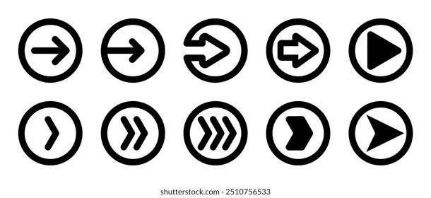 arrow icon set, different direction sign collection, flat forward symbol