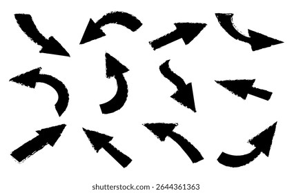 Arrow icon set. Different grange arrows sign. Drawn arrows – vector
