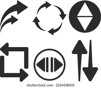 Conjunto de iconos de flecha, conjunto de iconos de flecha de dirección, vector negro
