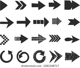 Arrow icon set, direction arrow icon set black vector