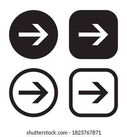 Arrow icon set. Direction control button. Menu navigation pointer symbol. Web interface and application next indicator sign. Simple flat shape logo. Vector illustration image.