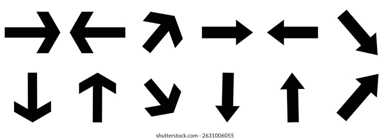 Conjunto de iconos de flecha: símbolos de dirección, navegación y cursor en estilo de Vector plano