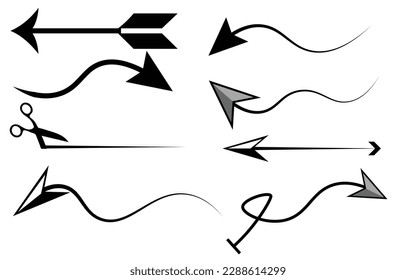 Arrow icon set elements isolated on a white background, vector art illustration