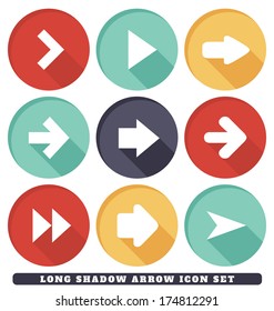 Arrow Icon Set - flat design, long shadow, web design elements