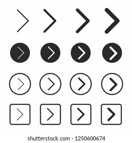 Arrow Icon set in flat style. Arrows symbol web design, logo Vector 