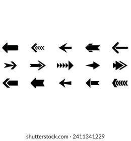 arrow icon set for forward black. flat design with white background. digital business hand direction arrows sign collections. free vector downloading. 